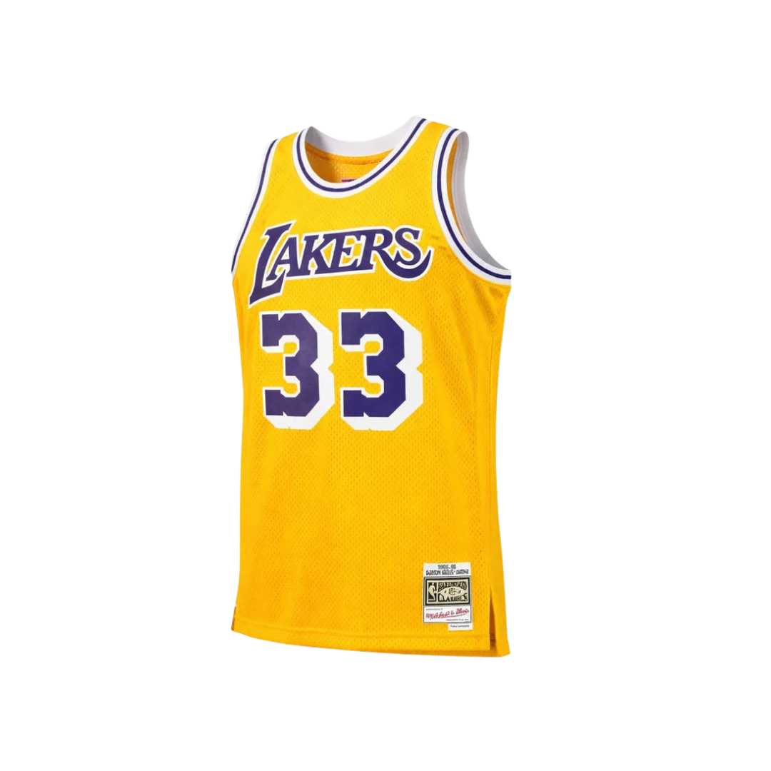 Regata NBA Los Angeles Lakers 1984/85 Mitchell & Ness Hardwood Classics Swingman Amarela Kareem Abdul-Jabbar 33