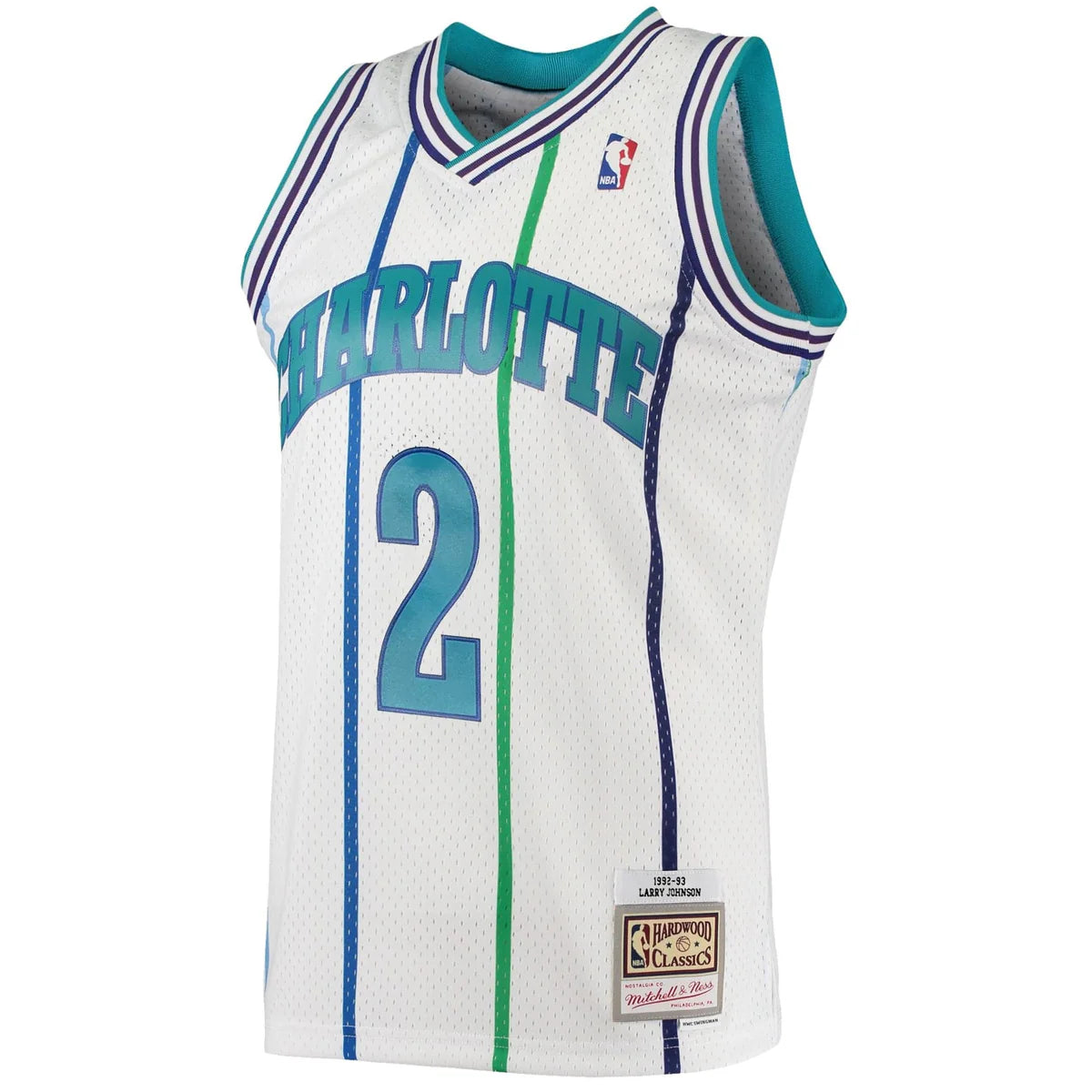 Regata NBA Charlotte Hornets 1992/93 Mitchell & Ness Hardwood Classics Swingman Larry Johnson 2 Branca