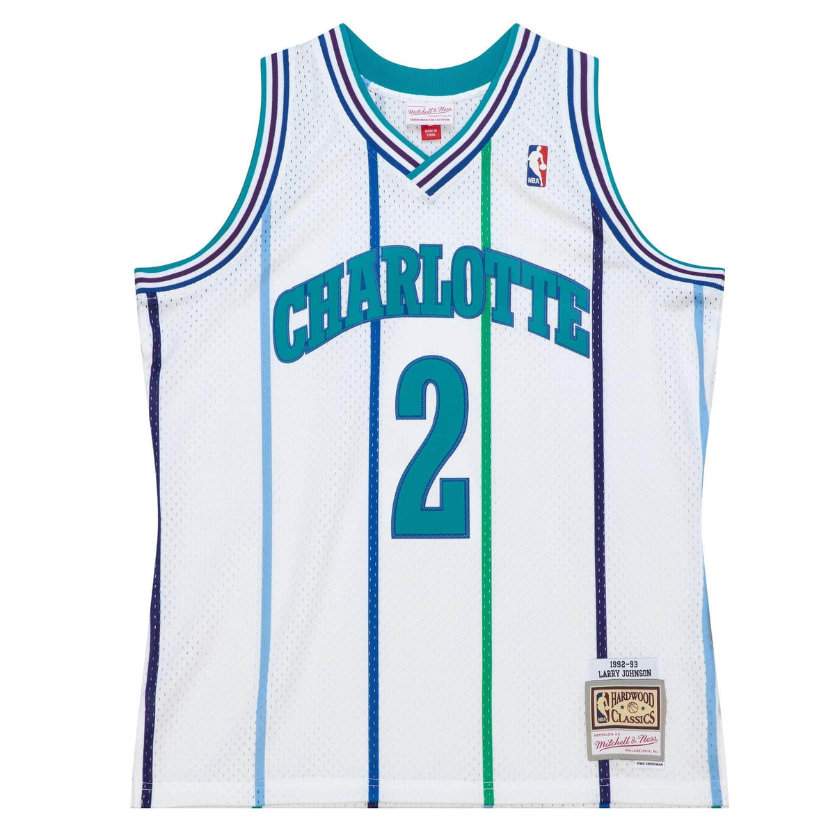 Regata NBA Charlotte Hornets 1992/93 Mitchell & Ness Hardwood Classics Swingman Larry Johnson 2 Branca