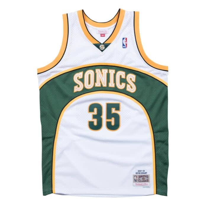 Regata NBA Seattle SuperSonics 2007/08 Home Mitchell & Ness Hardwood Classics Swingman Branca Kevin Durant 35