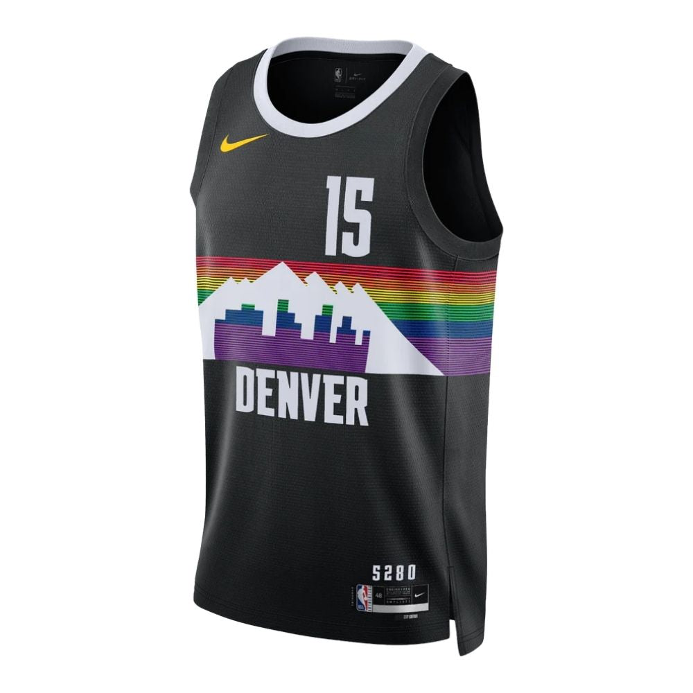 Regata NBA Denver Nuggets 25/26 City Edition Swingman Jersey Nikola Jokic 15 Preta