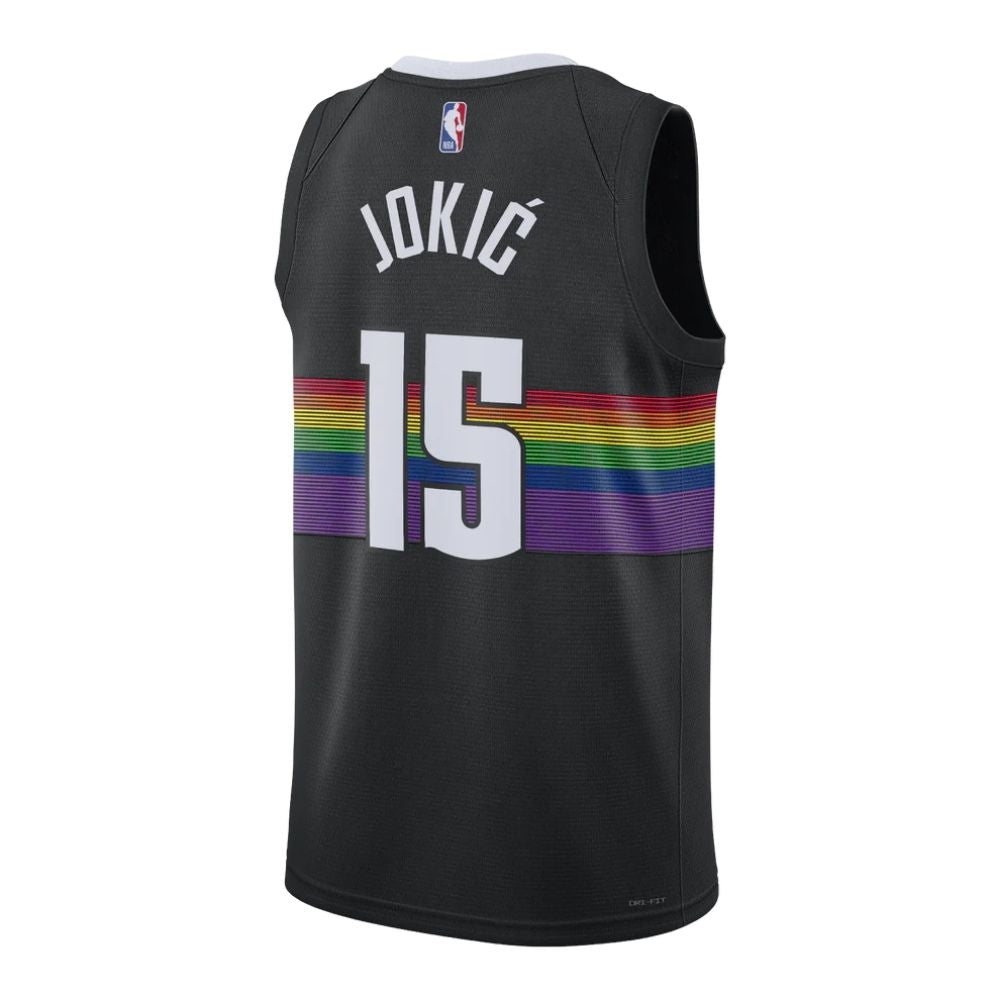 Regata NBA Denver Nuggets 25/26 City Edition Swingman Jersey Nikola Jokic 15 Preta