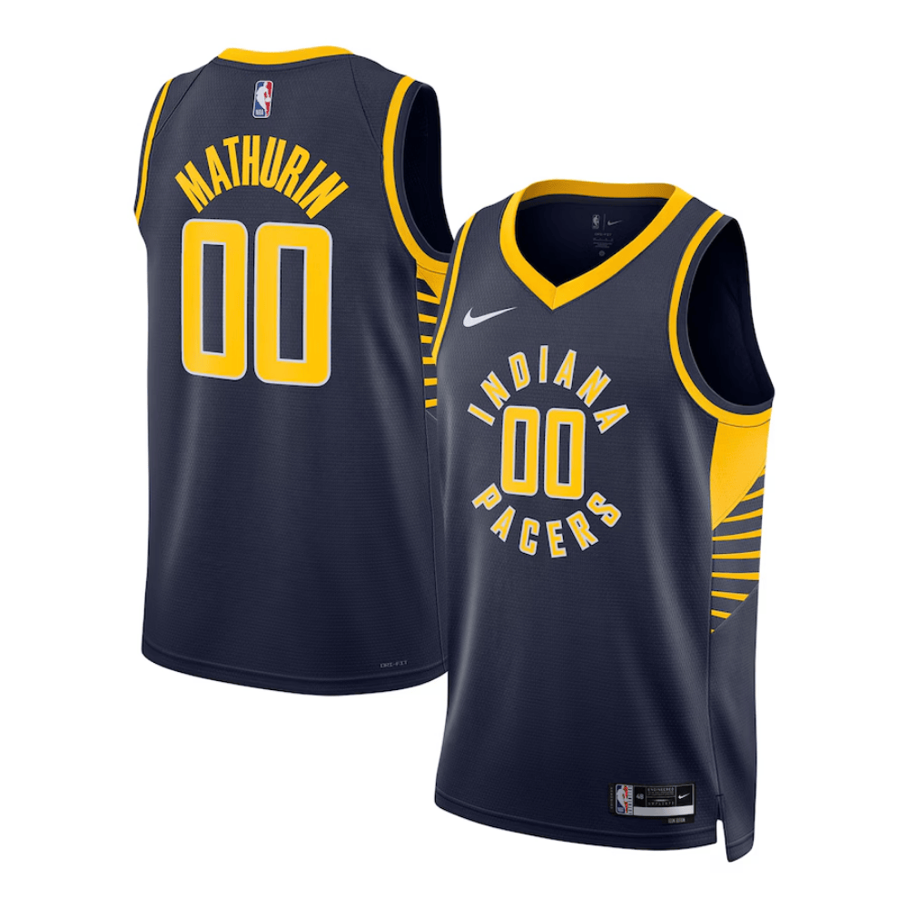 Regata NBA Indiana Pacers Icon Edition Swingman Jersey Azul Marinho Bennedict Mathurin