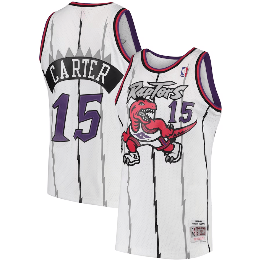 Regata NBA Toronto Raptors 1998/99 Mitchell & Ness Hardwood Classics Swingman Branca Vince Carter 15