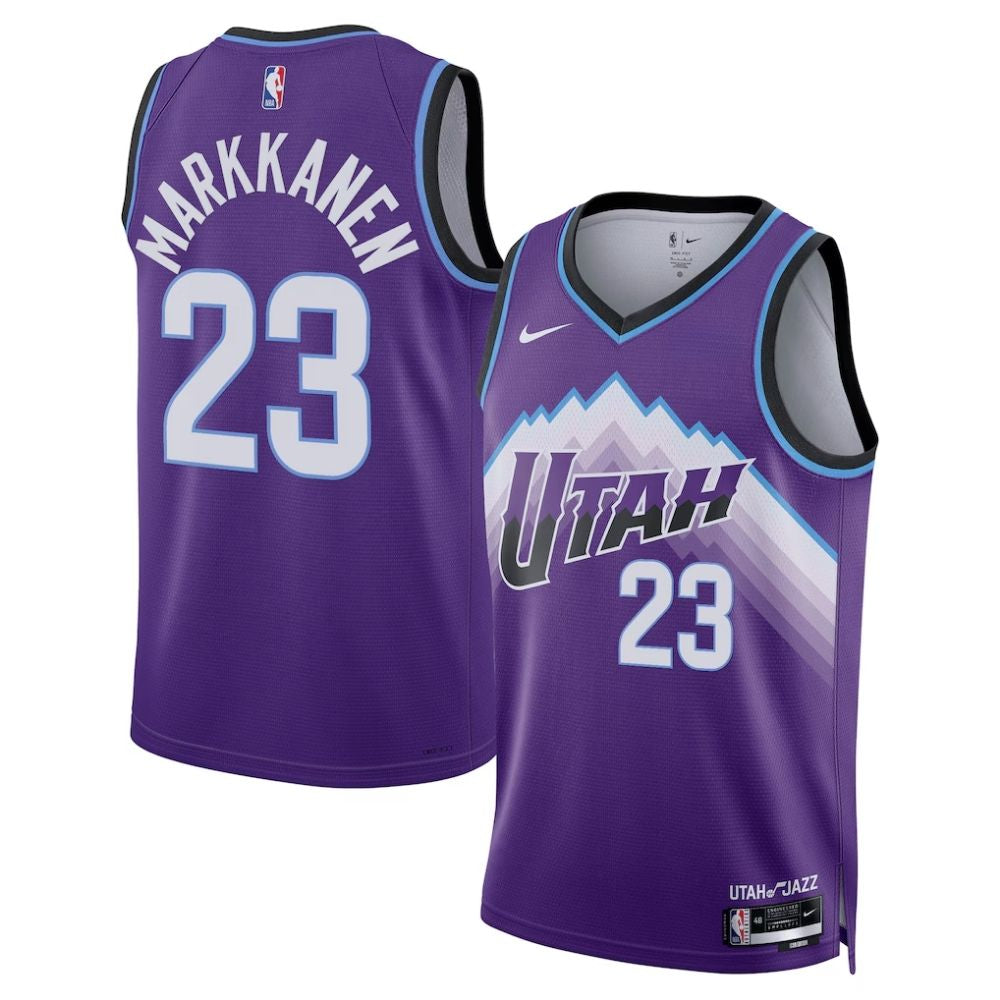 Regata NBA Utah Jazz Icon Edition Swingman Badge Jersey Lauri Markkanen 23 Roxa